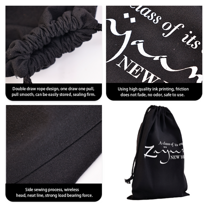 Black cotton drawstring bag 7.17