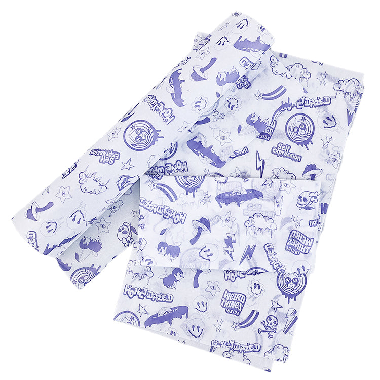 White Shirley Paper Small Size Various Patterns Printed Blue Wrapping Paper