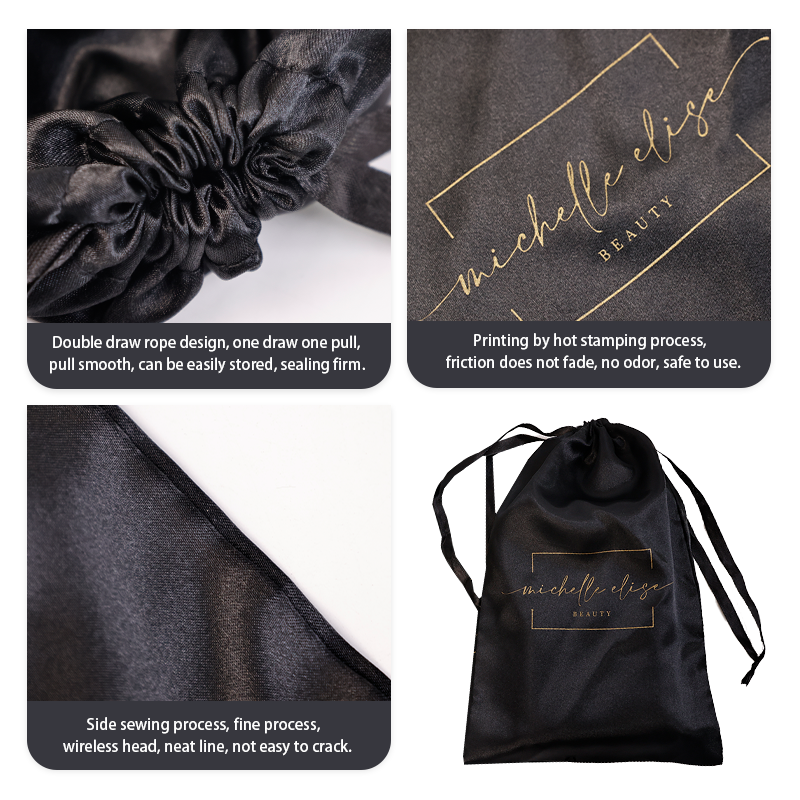 Black pattern gold-stamped drawstring bag 7.15