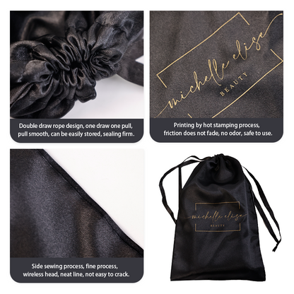 Black pattern gold-stamped drawstring bag 7.15
