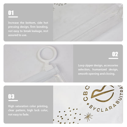 White pull ring transparent zipper bag