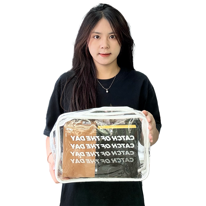 White transparent PVC zipper bag
