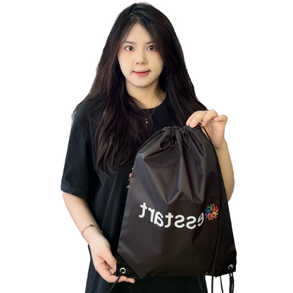 Black polyester drawstring backpack bag 1.13