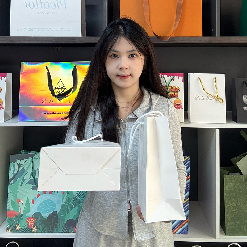 White pattern hot stamping paper bag