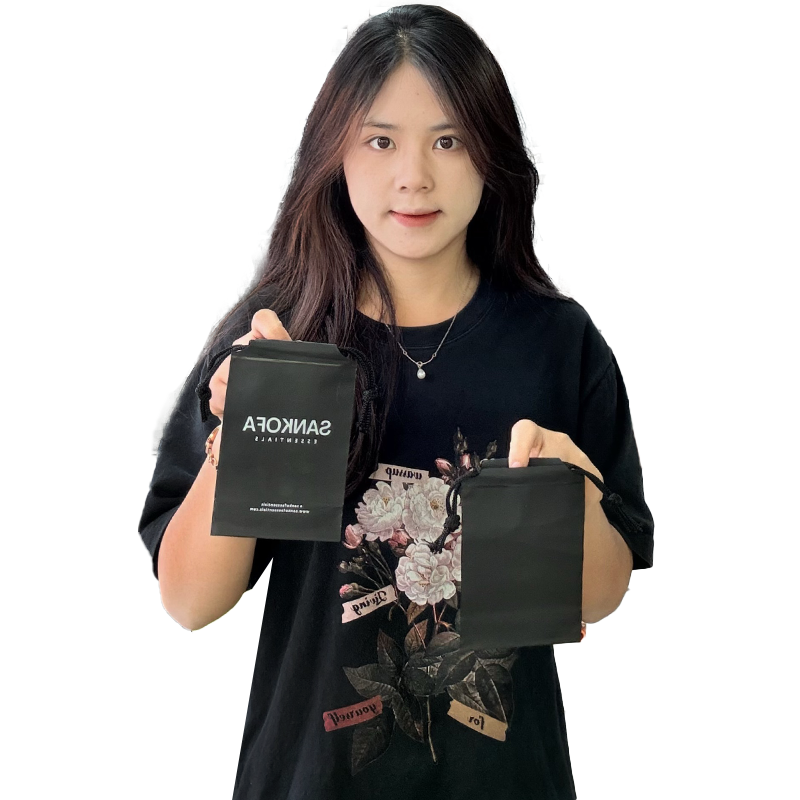 Black small size bottom drawstring bag 12.17