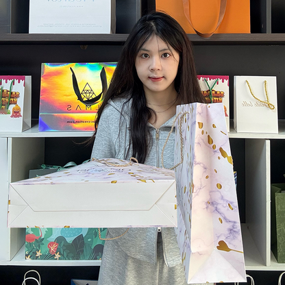 Marble pattern all over print gold stamped tote bag