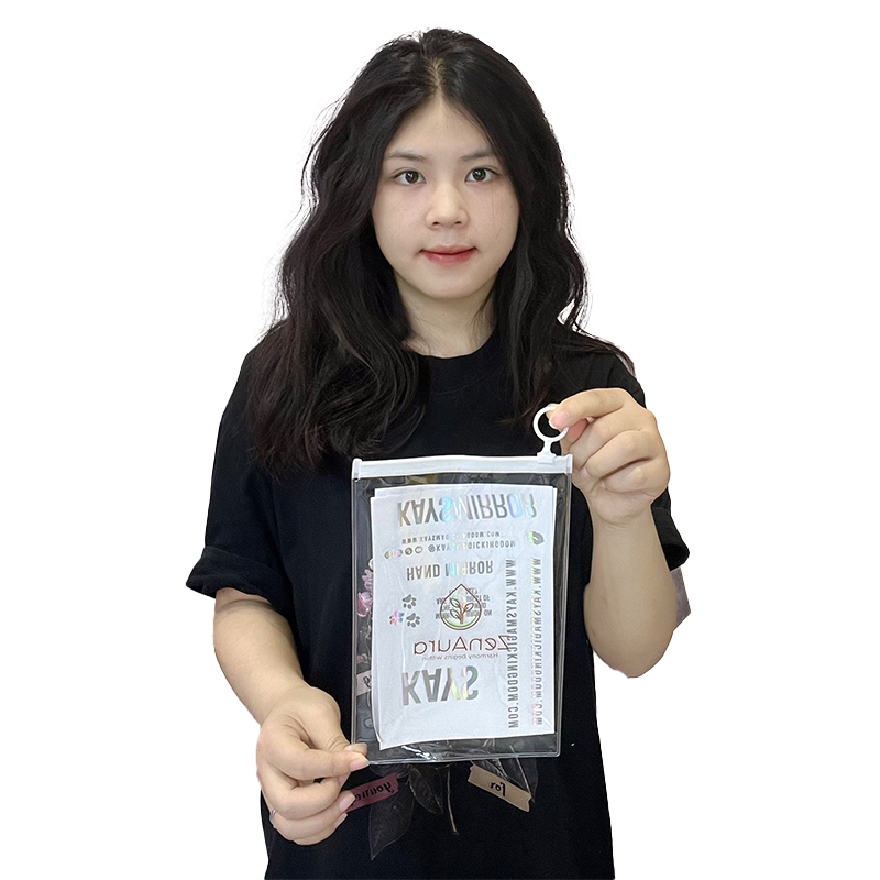White transparent PVC ring zipper bag