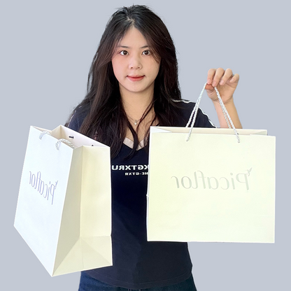 White pattern hot stamping silver card tote bag