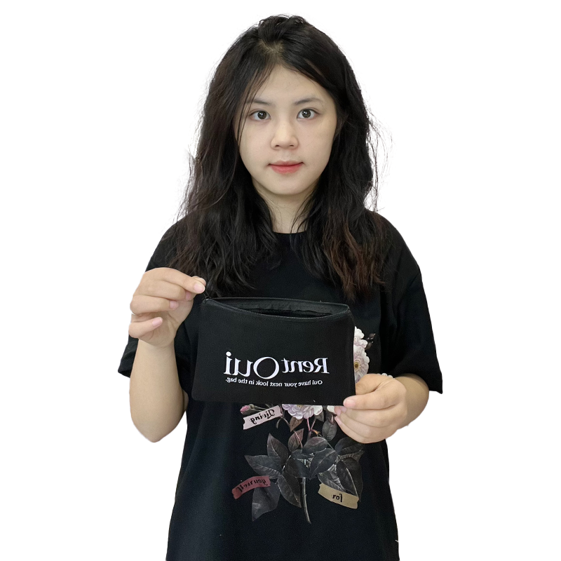 Black Long Cotton Zipper Bag