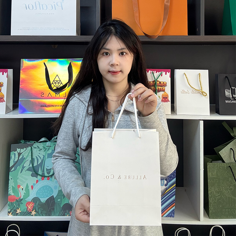 White pattern hot stamping paper bag