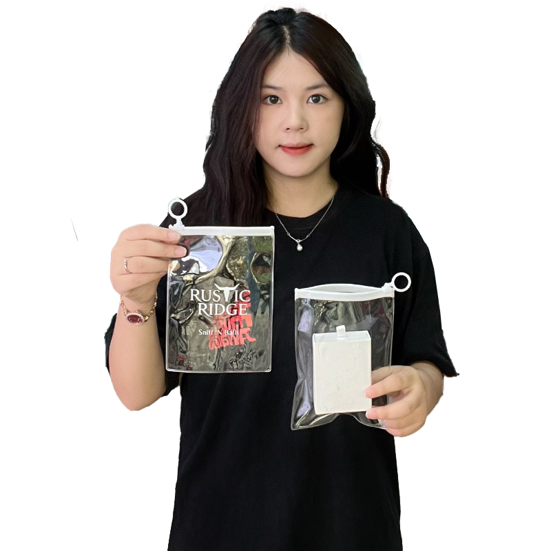 Long transparent PVC zipper bag with ring