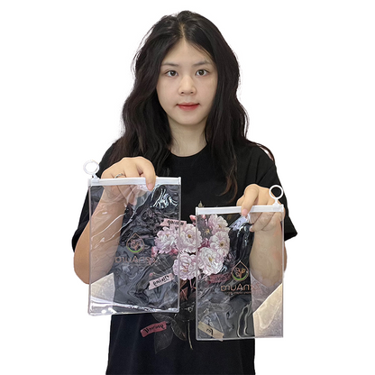 White transparent PVC ring zipper bag