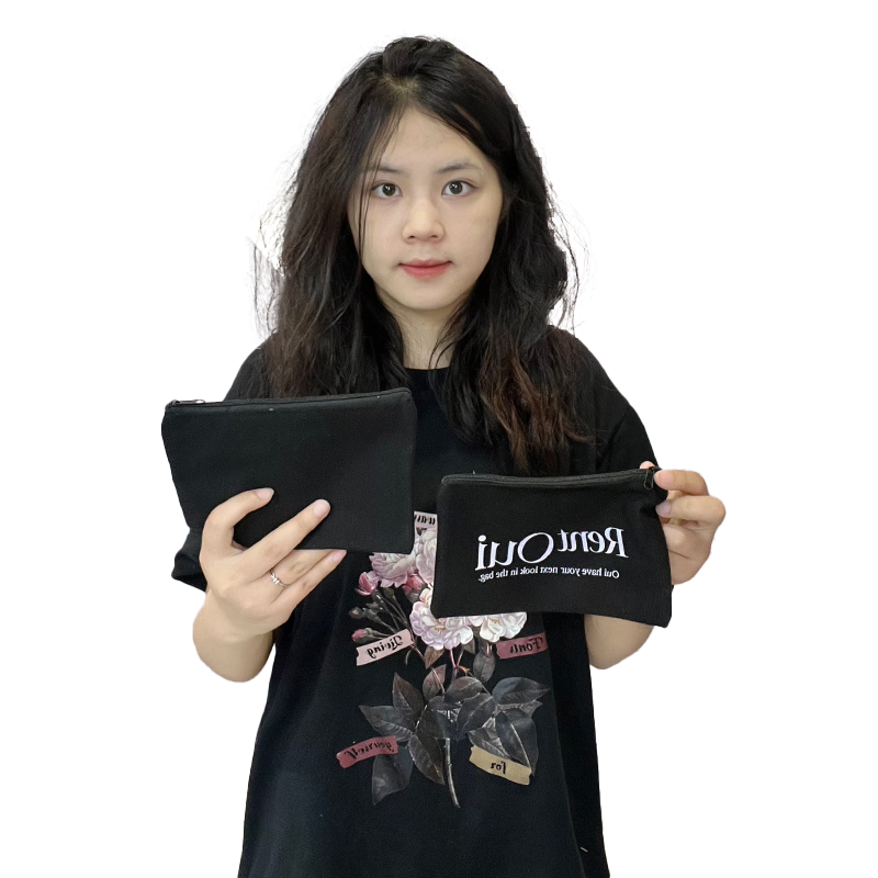 Black Long Cotton Zipper Bag